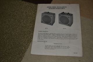 Dukane 4B121A 4B122A intercom speaker units service manual 1960