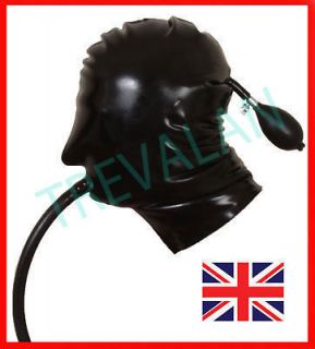 black premier latex rubber inflatable mask hood m l xl
