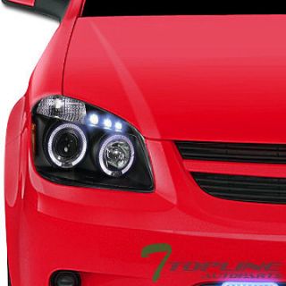 BLK DAYTIME LED HALO PROJECTOR HEADLIGHTS PARKING 05 10 CHEVY COBALT 