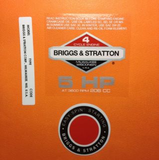 Briggs & Stratton 5 Hp 1978 1980 Shroud Labels Decals set of 3 #78 