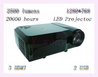 New 2500lumens,128​0*768 HD Home theater lcd LED Projector HDMI ,2 