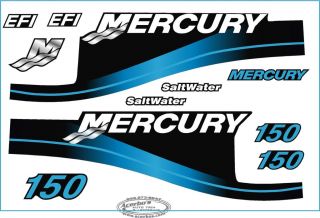 Mercury Decals for Outboard Motor 150 HP, Blue, Saltwater (90,115,200 