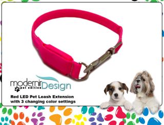 Bright RED LED Pet Leash Extension Dog Pit Bull Collie Labrador 
