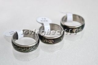 Wholesale bulk 12pcs Change Colorful Mood Stainless steel Man`s rings 