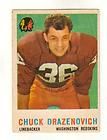 1959 topps 172 redskins chuck drazenovich vg 
