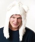 Polar Bear Short Hood Animal Hat Faux Fur with fleece lined interior