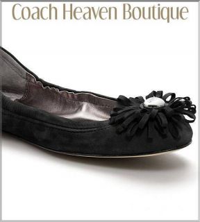   Coach ARIZA Nubuck Leather Ballet FLATS Shoes 6.5 Black RETAILS $158