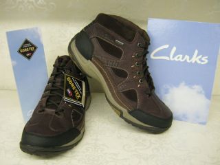 clarks rod wing gtx ebony brown leather lace up boots