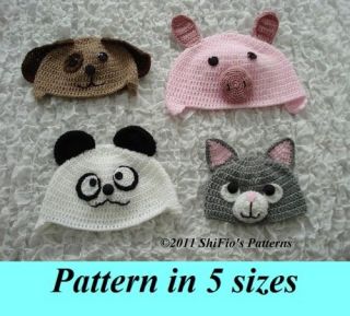 baby child animal beanie crochet pattern 5 sizes 175 time