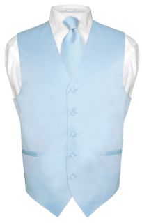 Mens BABY BLUE Dress Vest BOWTie Set for Suit or Tuxedo 3XL