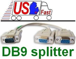 RS232 Serial DB9 pin 1*MALE~2*FEMAL​ES T/Y Splitter Cord/Cable/Wir 