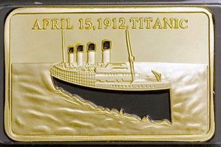 RMS TITANIC 100 YR ANNIVERSARY 1 OZ .999 24K PURE GOLD LAYERED BULLION 