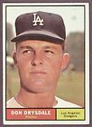 1961 topps baseball 260 don drysdale l a dodgers ex