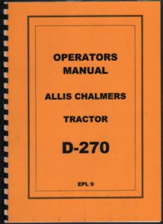 allis chalmers d 270 tractor operating manual 