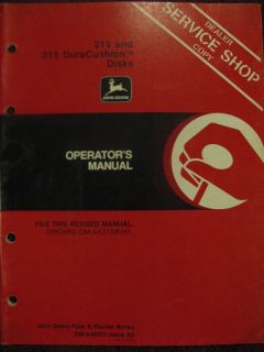 John Deere 215 Standard & DuraCushion Disk Harrow Operator Manual A3