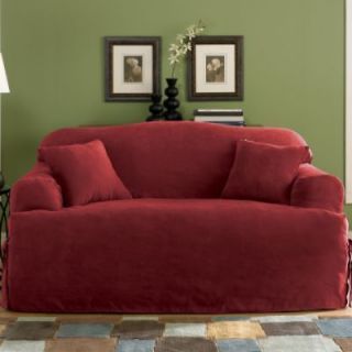 New Soft Micro Suede Solid Burgundy T cushion Couch/sofa Cover 