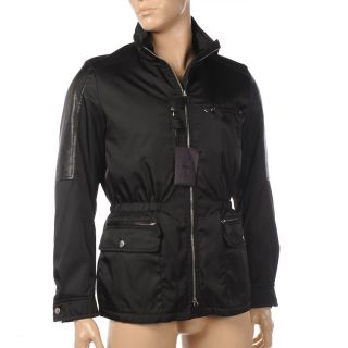 ZI 276 PRADA Black Jacket With Leather Trim Size 48 RRP £995