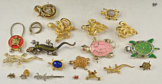 Fun Lot of Reptile Snakes Lizards Turtles Costume Pins/Brooches Belt 