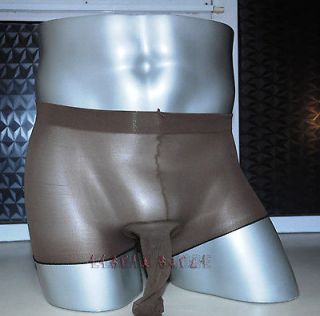 Brown XIAOC Men Sheer See Through Mens Pantyhose Underwear Boxer Free 