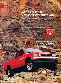 1992 Toyota 4x4 Xtracab Truck   Classic Vintage Advertisement Ad H12