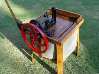 Primitive Antique Vintage Wooden Hand Cranked Washing Machine