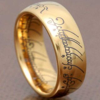 Lord Of The Tungsten Carbide Rings One Ring Style Gold LOTR Mens 