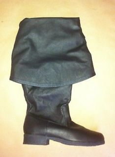 Black Leather Captain Jack Sparrow Medieval Knight Costume Mens Boots 