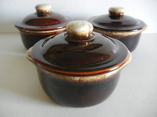   Classic Brown Drip Glaze Set of 3 Crock Small Casserole #302