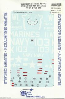 48 SuperScale Decals F9F 2 Panther VF 31 VMF 311