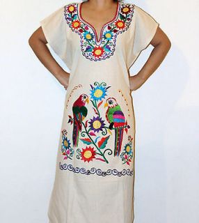 New Peasant Tunic Hippie Embroidered Mexican Huipil Dress Manta 100% 