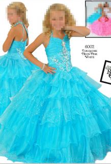 Custom New Blue Little Girls Pageant Dress Flower Girl dress Wedding 