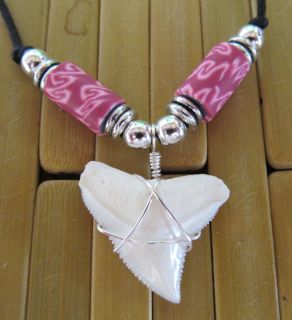 PINK Awesome Upper Modern Bull Shark Tooth Necklace surfer 18  24 