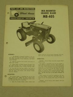 1964 WHEEL HORSE TRACTOR MB 405 MID MOUNT GRADER BLADE PARTS LIST 