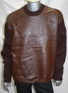 davoucci b r o w n 100 % genuine leather crewneck sweater more options 