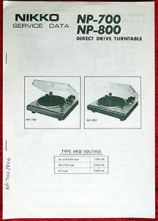Original Factory Nikko NP 700/800 Turntable Record Player Service 