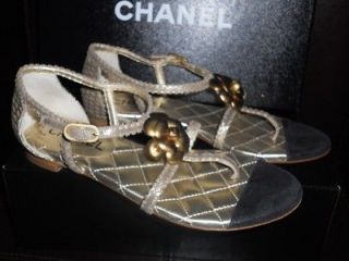 CHANEL 2012 Quilted Cutout Camellia Camelia Flower Flat Thong Sandals 
