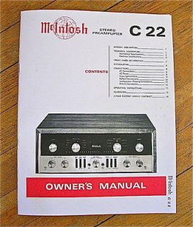 mcintosh c22 1960 s tube preamplifier owner s manual time