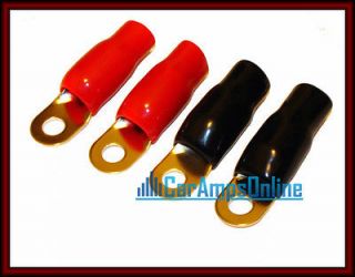 NEW SET FOUR 1/0 GAUGE ZERO AWG GOLD PLATED CAR STEREO RING 