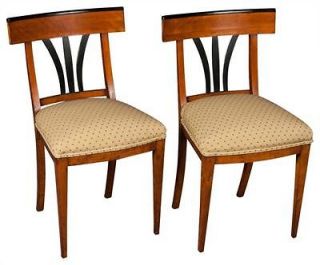 Antique Pair of Austrian Biedermeier Side Chairs Newly Upholstered 