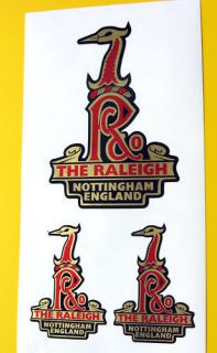 raleigh vintage style cycle bike gold decals stickers time left