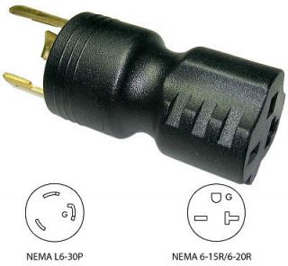 Locking L6 30P to 6 15R / 6 20R Electrical Plug Adapter 30127