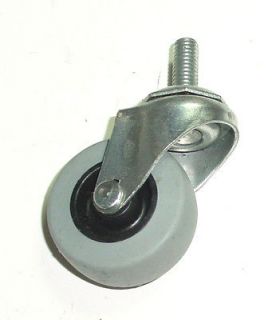 New 2 x 7/8 Soft Gray Rubber Caster with 3/8  16 x 1 Tall Threaded 