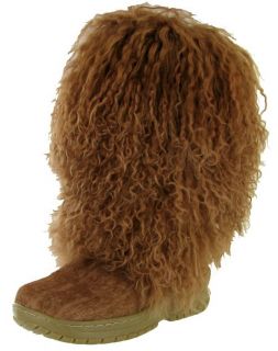 Bearpaw Boetis 457 Womens Boots Sheepskin Suede Curly Lamb Fur Size 3 