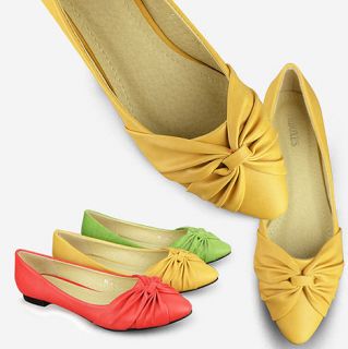 Hot Sale fashion Red Green Apricot Womens Shoes Pointy Toe Flat Pumps 