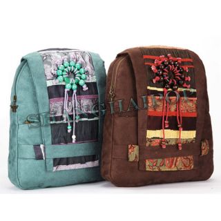 15‘’ Bohemian Ethnic Canvas Backpack Rucksack Tribal Embroidery 
