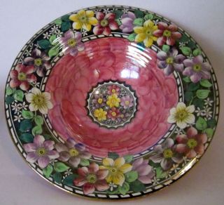 Spectacular MALING Art Pottery LUSTER & Floral FOOTED Bowl