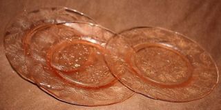 pink depression glass sandwich plates from canada 