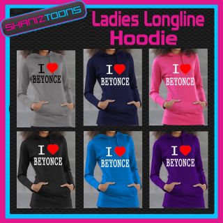 love heart beyonce girls ladies teenagers long line hoodie