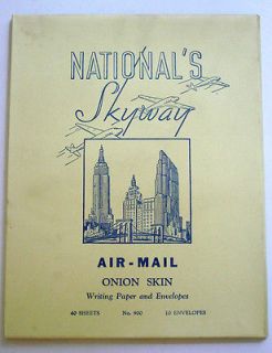 Vintage Nationals Skyway Air Mail Onion Skin Writing Paper 