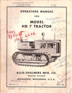 allis chalmers hd7 crawler tractor operator s manual time left